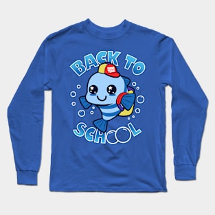 Cute Kawaii Student Fish Gift For School Kids Long Sleeve T-Shirt